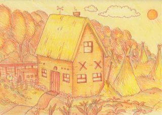 illustratie van een huis in de zomer