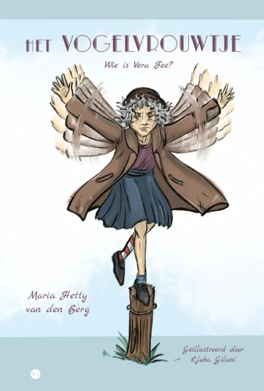 Boekcover van 'Het Vogelvrouwtje' van Maria Hetty van den Berg, geïllustreerd door Ljuba Gilani